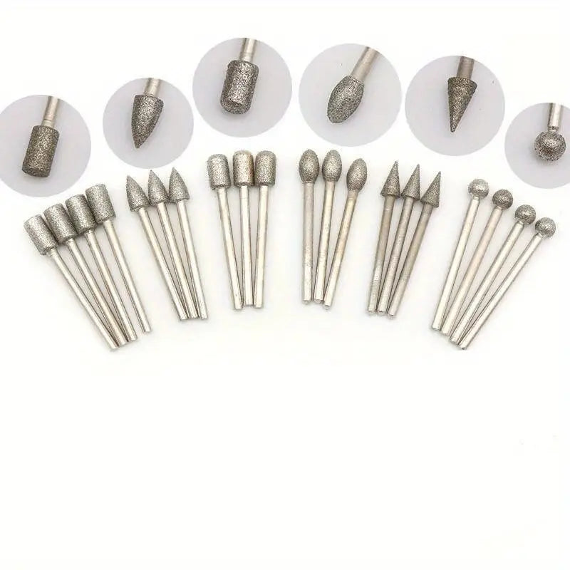 20PC Diamond Grinding Heads for Jade Carving and Sanding