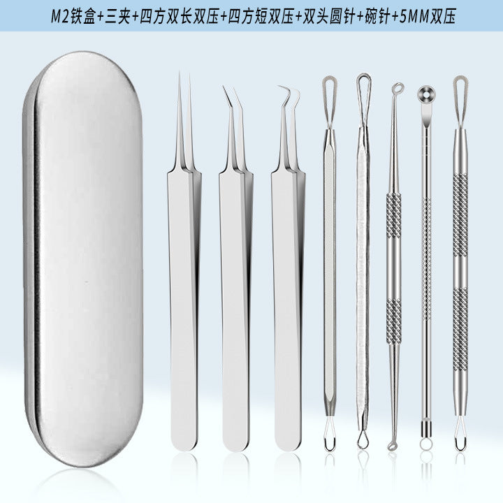 Stainless Steel Acne Clip Cell Clip Acne Needle Acne Squeeze Blackhead Whitehead Beauty Needle Multi-Piece Set Tool