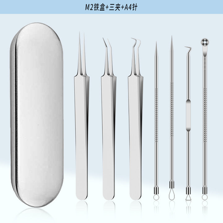 Stainless Steel Acne Clip Cell Clip Acne Needle Acne Squeeze Blackhead Whitehead Beauty Needle Multi-Piece Set Tool