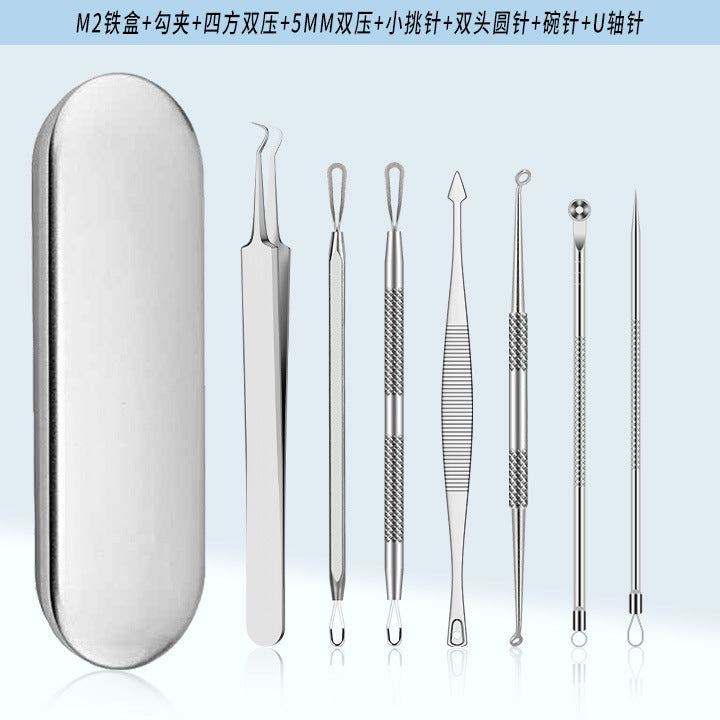 Stainless Steel Acne Clip Cell Clip Acne Needle Acne Squeeze Blackhead Whitehead Beauty Needle Multi-Piece Set Tool
