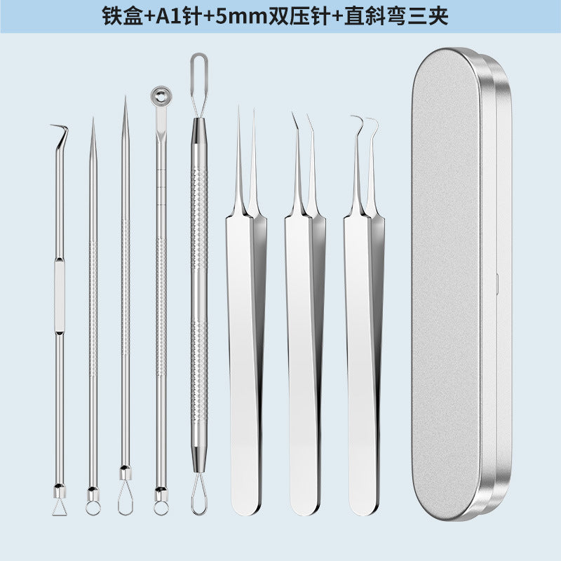Stainless Steel Acne Clip Cell Clip Acne Needle Acne Squeeze Blackhead Whitehead Beauty Needle Multi-Piece Set Tool