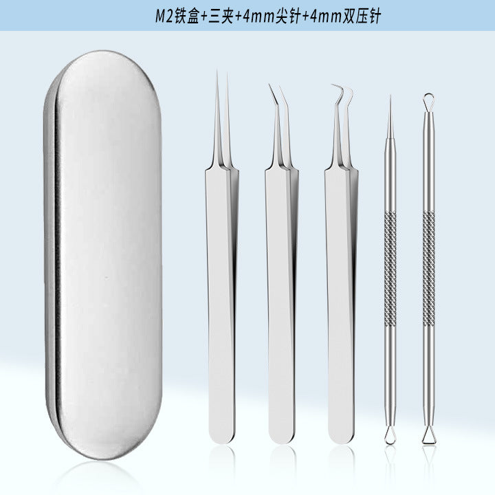 Stainless Steel Acne Clip Cell Clip Acne Needle Acne Squeeze Blackhead Whitehead Beauty Needle Multi-Piece Set Tool