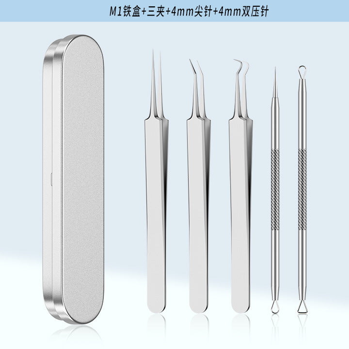 Stainless Steel Acne Clip Cell Clip Acne Needle Acne Squeeze Blackhead Whitehead Beauty Needle Multi-Piece Set Tool