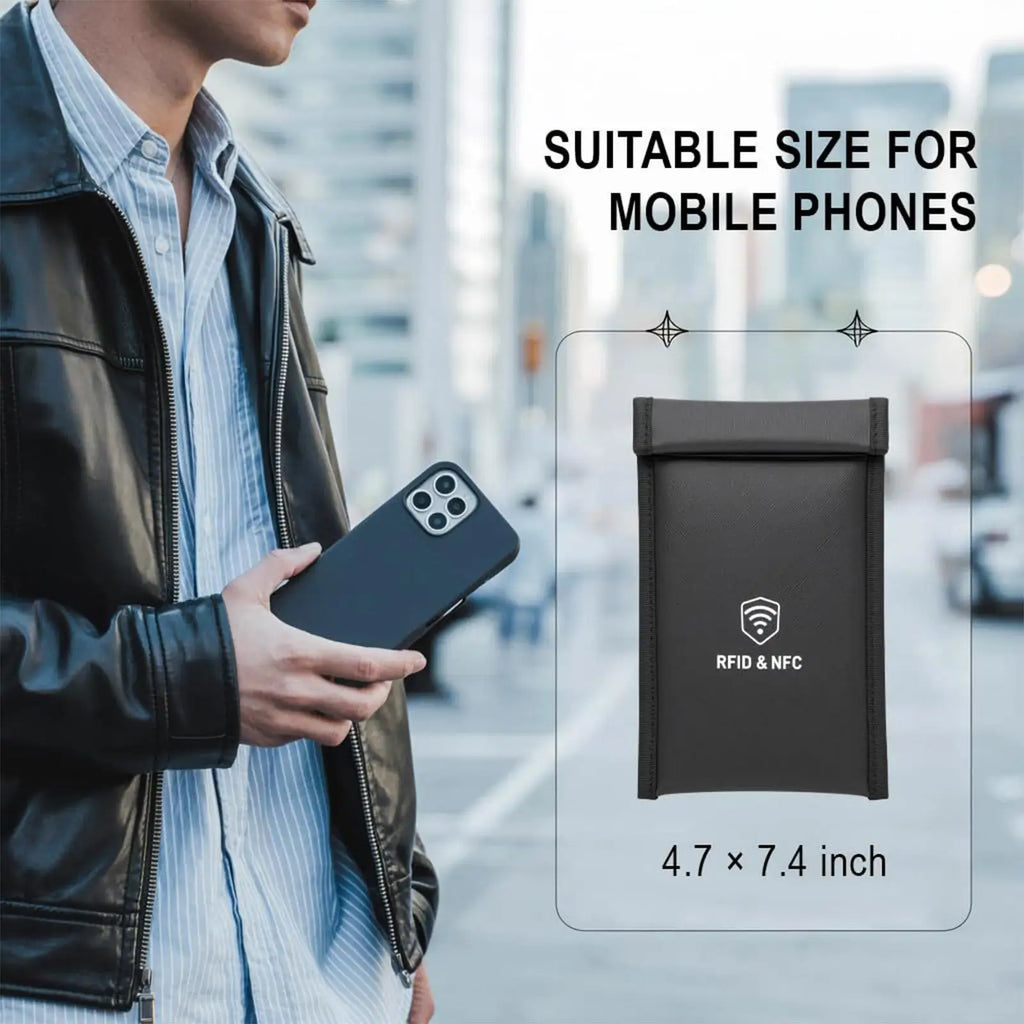 Dual-Layer Faraday Phone Pouch with Detachable Wrist Strap – Signal Blocking Privacy Sleeve