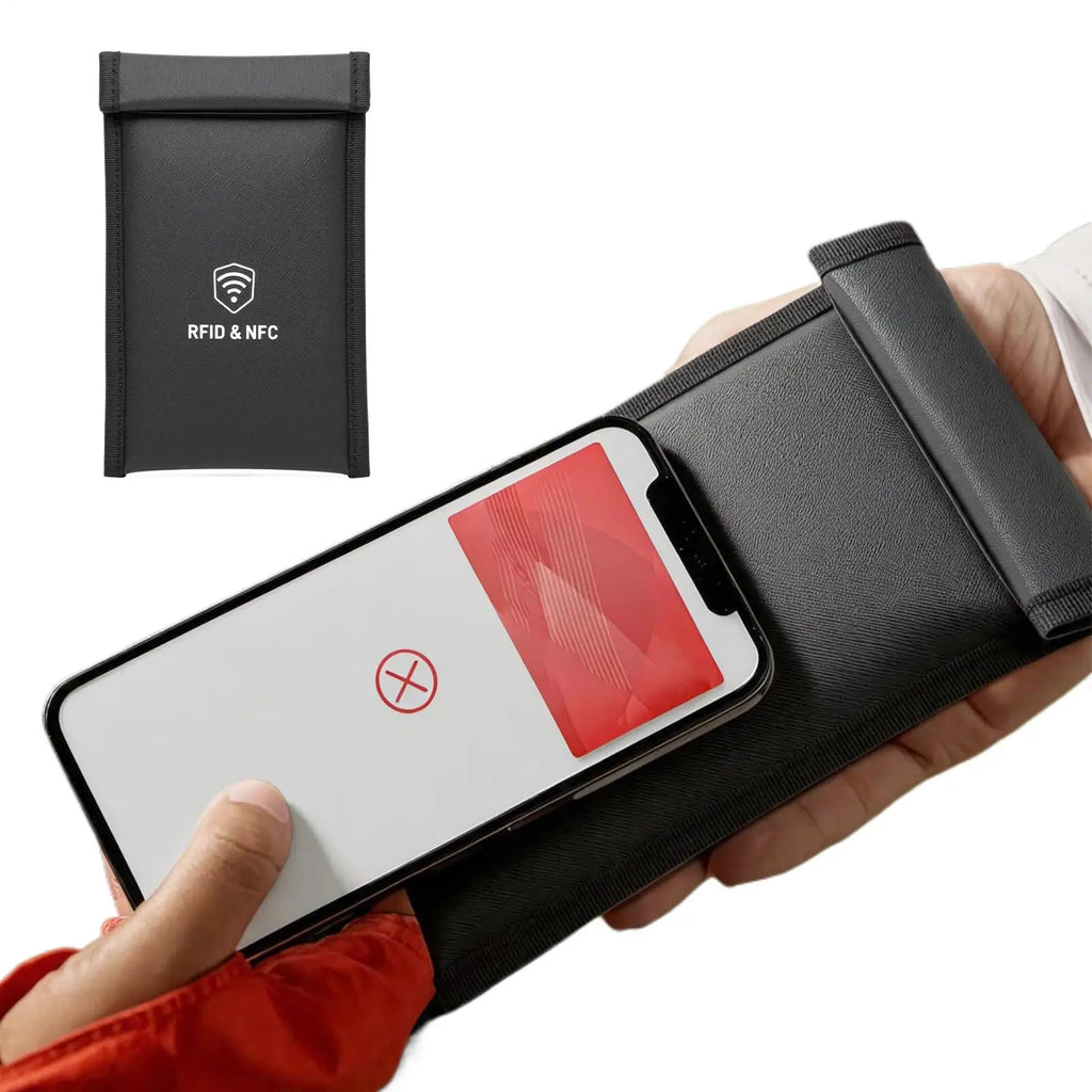 Dual-Layer Faraday Phone Pouch with Detachable Wrist Strap – Signal Blocking Privacy Sleeve