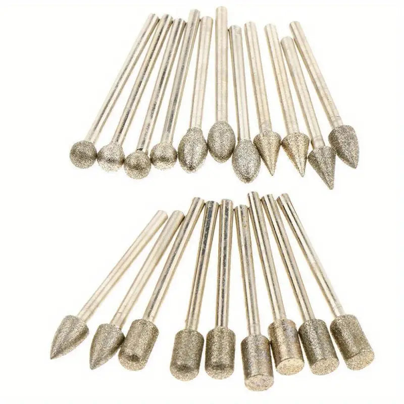20PC Diamond Grinding Heads for Jade Carving and Sanding